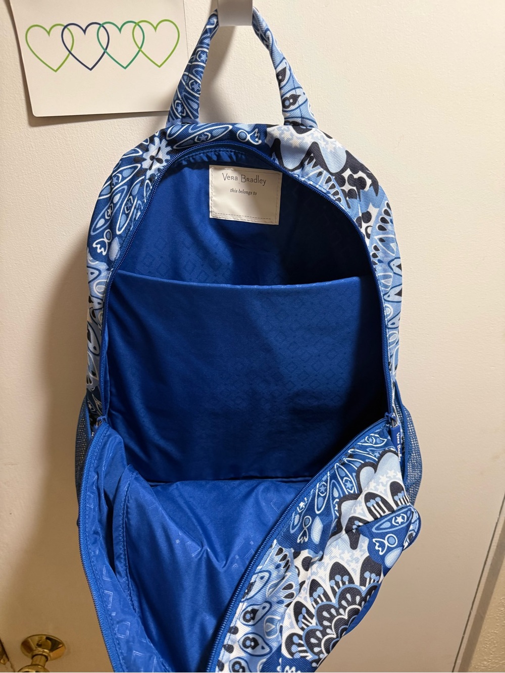 Vera Bradley Blue and White Paisley lighten up Backpack. EUC like new! - Picture 6 of 9